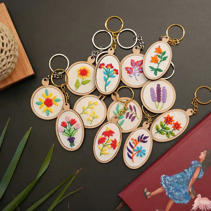 Embroidered Fabric Keychains