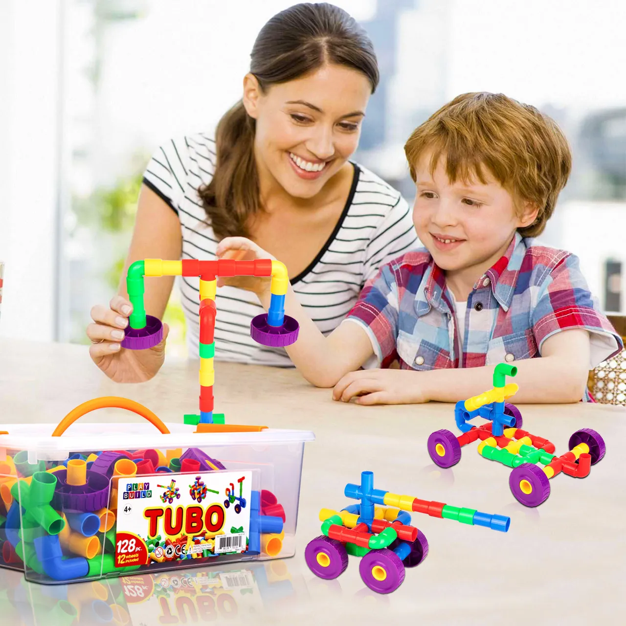 Eco-friendly bamboo building blocks set