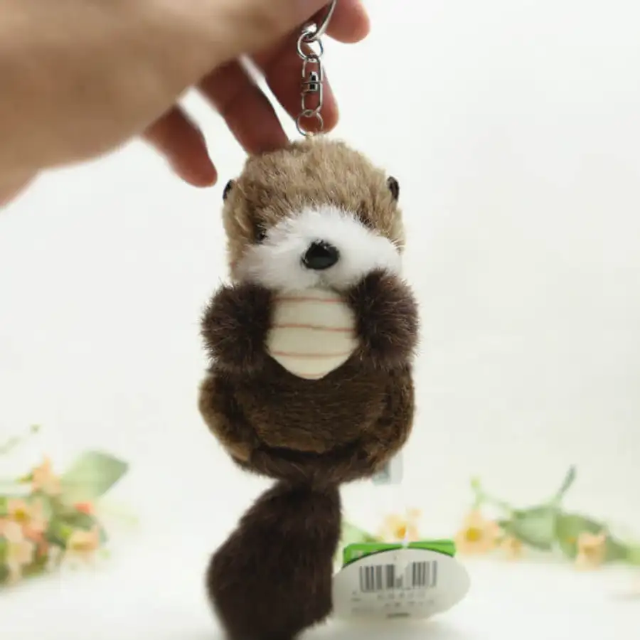 Client with custom bag charm plush keychain