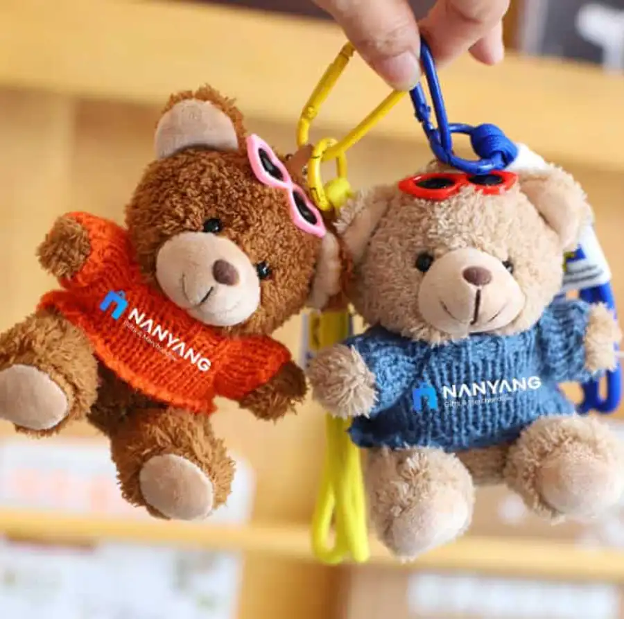 Branded plush keychain with attachment clip