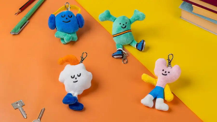 Custom plush keychain manufactured by LeelineToys — premium branded plush keychain with custom embroidery