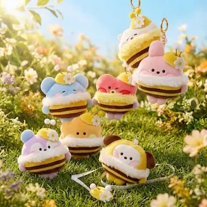 Custom plush keychains designed and manufactured by LeelineToys — from sketch to finished product