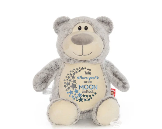 Embroidered plush animal with accessories