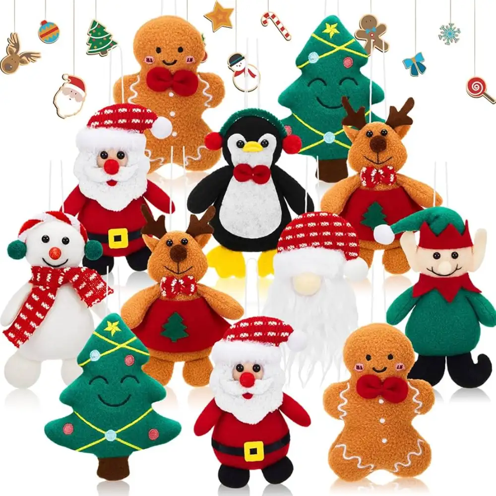 Lineup of custom plush toys in varied colors
