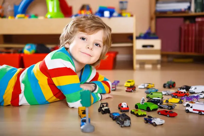 Custom diecast toy car with brand logo on display