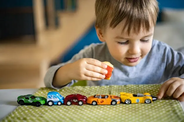 Child playing with custom branded toy car