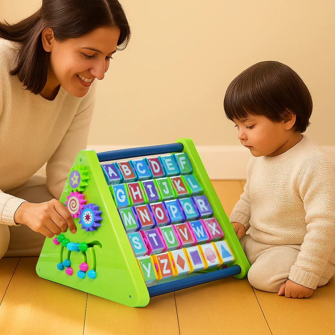 Client showcasing custom educational STEM kit at trade show