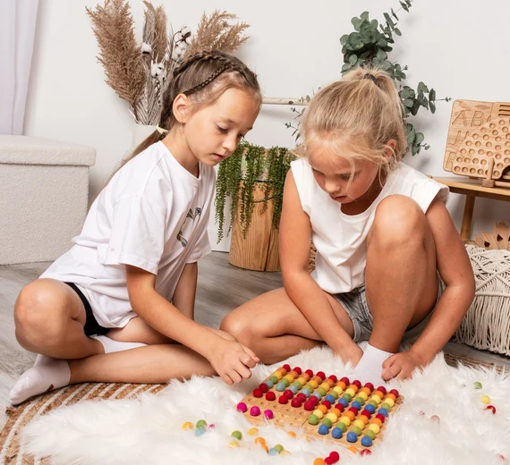 Retail display of custom educational toys in store