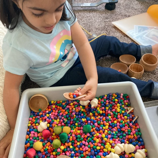 Sensory toy kit with calming bottles and fidget tools in retail packaging