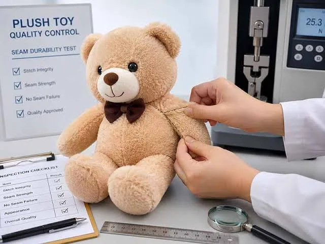 Close-up of inline quality control on the toy production line