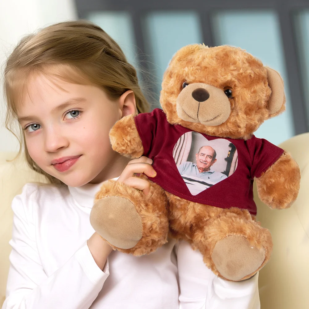 Brand mascot teddy bear with custom logo embroidery and branded scarf